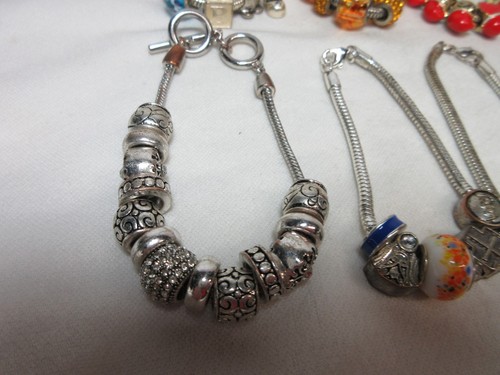 LOT OF SLIDE CHARM BRACELETS ASSORTED LOT MULTI COLOR ART GLASS #8 - Picture 5 of 10