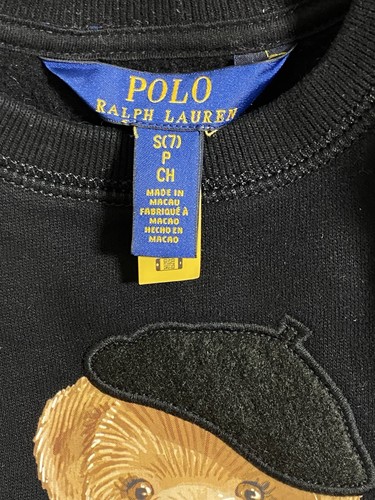 Polo Ralph Lauren Girls Polo Bear Fleece Crewneck Sweatshirt Size 7 Black Classy - Picture 8 of 8
