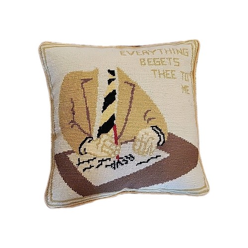 Vtg Tory Burch Needlepoint 100% Wool Throw Pillow Velvet - Picture 1 of 6