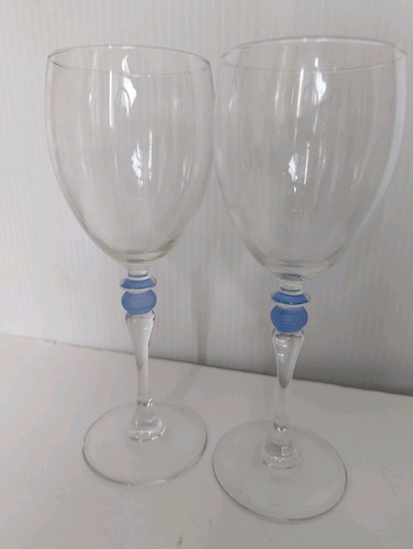 Vintage French Wine Glasses Stemware Luminarc Cortina Blue Marble France Elegant - Picture 2 of 6