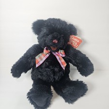 Vintage 1993 Gund Black Bear Plush Stuffed Animal with Bow 13 B