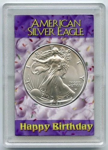 Happy Birthday 2026 American Silver Eagle 1 oz Gift Holder Case Gem BU Coin