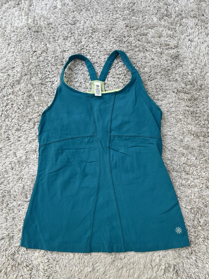 Camiseta sin mangas Athleta para mujer mediana verde azulado espalda deportiva sujetador incorporado yoga entrenamiento Foto 2 de 4