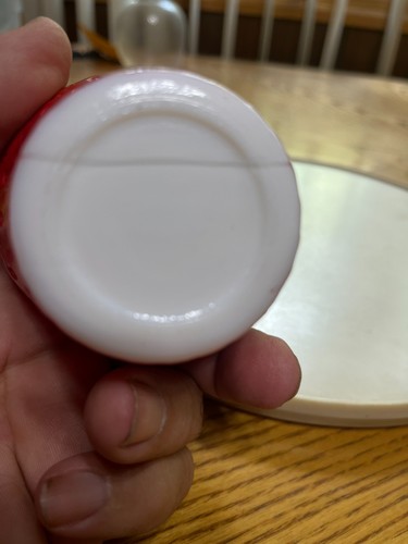 VINTAGE MILK GLASS STRAWBERRY PAINTED RED JELLY/ JAM JAR WITH LID - Picture 5 of 9