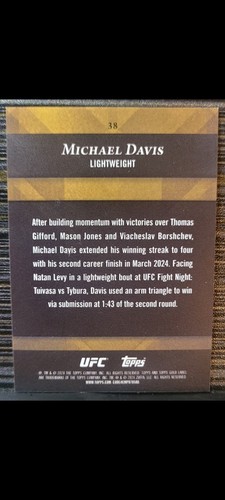 2024 Topps Gold Label Mike Davis UFC Class 3 RC Blue SP /50 - Picture 2 of 2