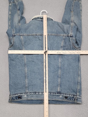 Levis Sherpa Trucker Jacke Herren mittelblau Typ III Denim gefüttert Druckknopfverschluss - Bild 10 von 13