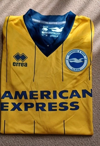 Men's Errea Brighton Hove Albion Away Football Shirt 2013-14 Size X Large
