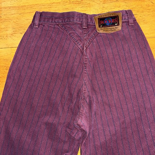 Pantalones de mezclilla vintage Rocky Mountain Rockies para mujer talla 26/3 a rayas granate trasero - Imagen 2 de 8