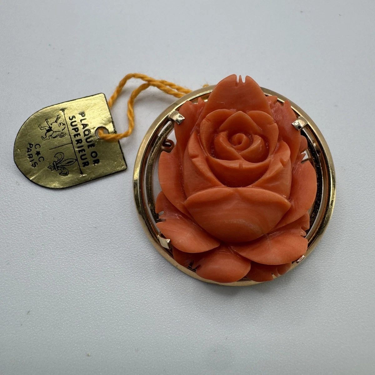 Ancienne Broche couleur or porte photo art déco rare superbe bijou