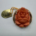 Coral brooch and gold plate - old jeweler's stock