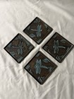 Solid Brass Drink Coasters Dragonfly & Leaf Set Of 4