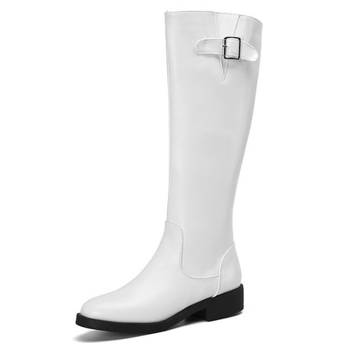 Damen Kniehohe Reitstiefel Schnallendekor Seitenreißverschluss Freizeitschuhe - Bild 13 von 19