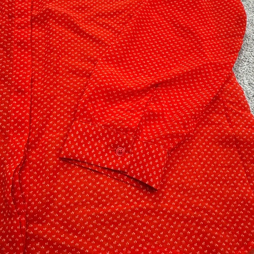 Old Navy Button Down Shirt Blouse Womens XL Red Micro Floral Chiffon Casual Top - Picture 5 of 11