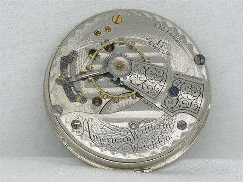 ANTIQUE 18S FROSTED NICKEL WALTHAM 17 JEWEL 1883 GRADE 825 POCKET WATCH MOVEMENT