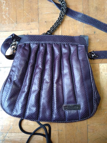 Amazing John Galliano Y2K purple snake leather chain crossbody frame bag