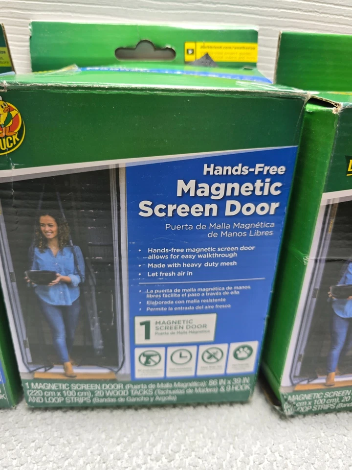 Lot of 3 Duck 86"x39" Hands-Free Magnetic Screen Door Mesh Bug Proof (CC) - Imagem 4 de 4