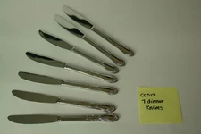 Vintage Castle Court Japan CCS12 Stainless Steel Scroll Edge 7 Dinner Knives 