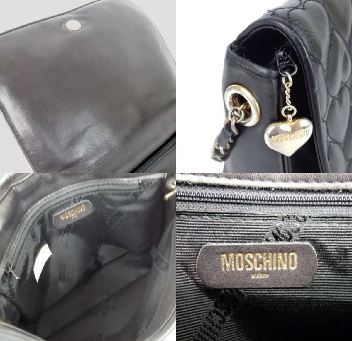 MOSCHINO Quilted Heart Leather Crossbody Bag | eBay