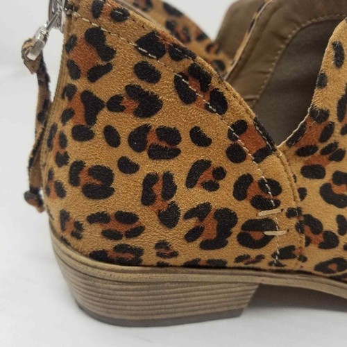 Leopard Print Ankle Booties New Animal Print Box Low Heel  Zipper Womens Size 8 - Picture 11 of 11