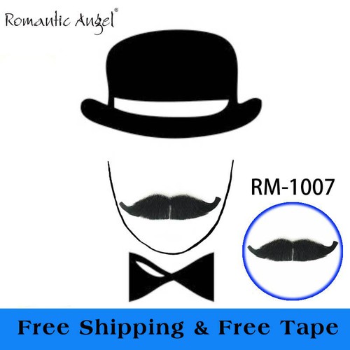 100% Human Hair Full Hand Tied Fake Mustache Charles Chaplin Handlebar for Drama - Picture 2 of 6