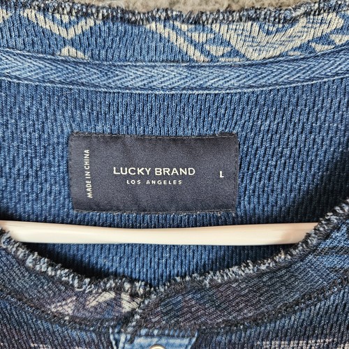 Lucky Brand blau Azteken Druckknopf Henley Thermo Langarm Hemd Large - Bild 5 von 9