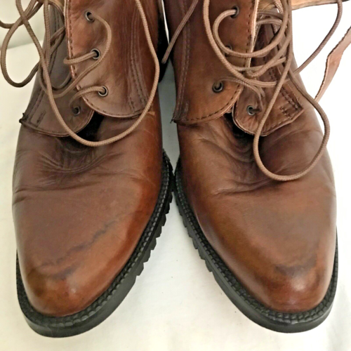 Santana Canada Rare Vintage Brown Leather Lace Up Buckle Ankle Boots Sz 8 - Picture 15 of 20
