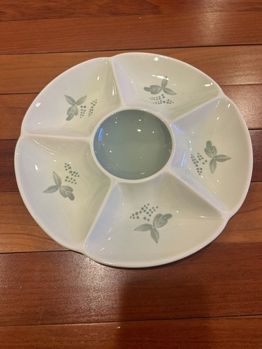 Vintage ROYAL COPENHAGEN Nils Denmark Green Floral Divided Serving Plate 11” D - Picture 3 of 13