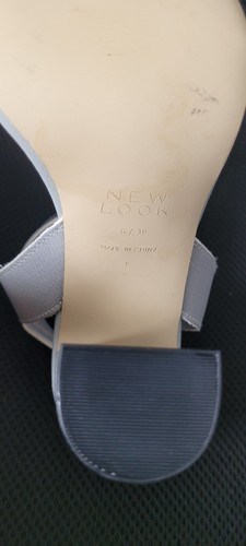 New Look Silver Grey Sandals High Block Heel Size 6 - Picture 6 of 9