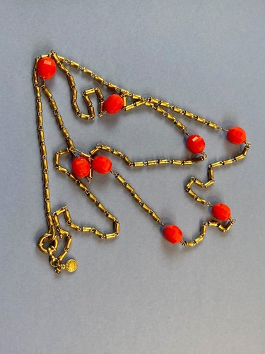 J Crew Red Faux Stone Accented Multi Strand Vintage Necklace  - Picture 9 of 12