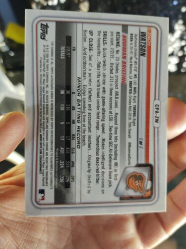 Zach Watson ⚾ 2020 Bowman Chrome 1ST RC ROOKIE AUTO #CPAZW - Picture 3 of 3
