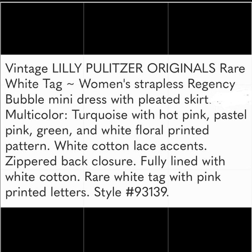 Vintage LILLY PULITZER ORIGINALS Trägerloses Rosa Blau Kissue Bubble Kleid Größe 0 - Bild 4 von 10