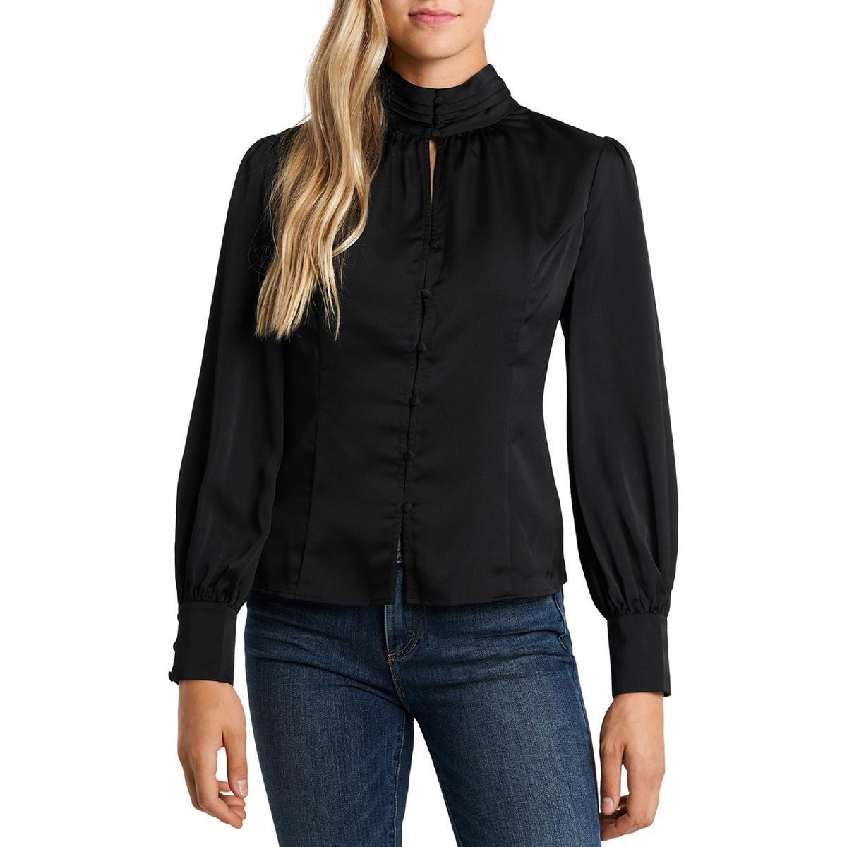 Женская черная плиссированная атласная блузка Vince Camuto S BHFO 8509