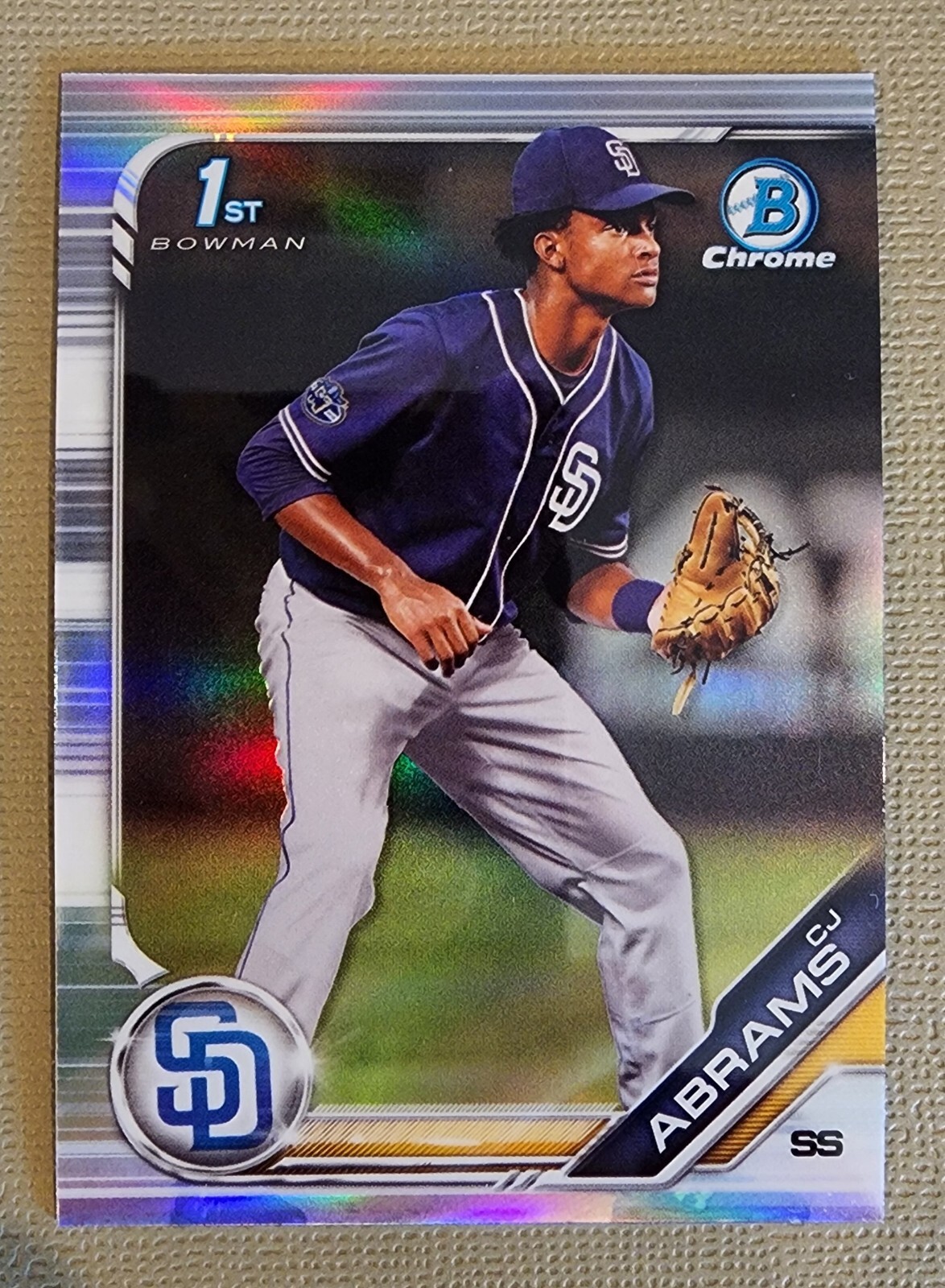 2019 BOWMAN DRAFT CHROME CJ ABRAMS 1ST BOWMAN REFRACTOR -San Diego Padres