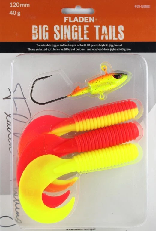 Fladen Big Single Tail Riesen-Twister Set Jigkopf Gummifisch 40g 60g 90g - Bild 2 von 4