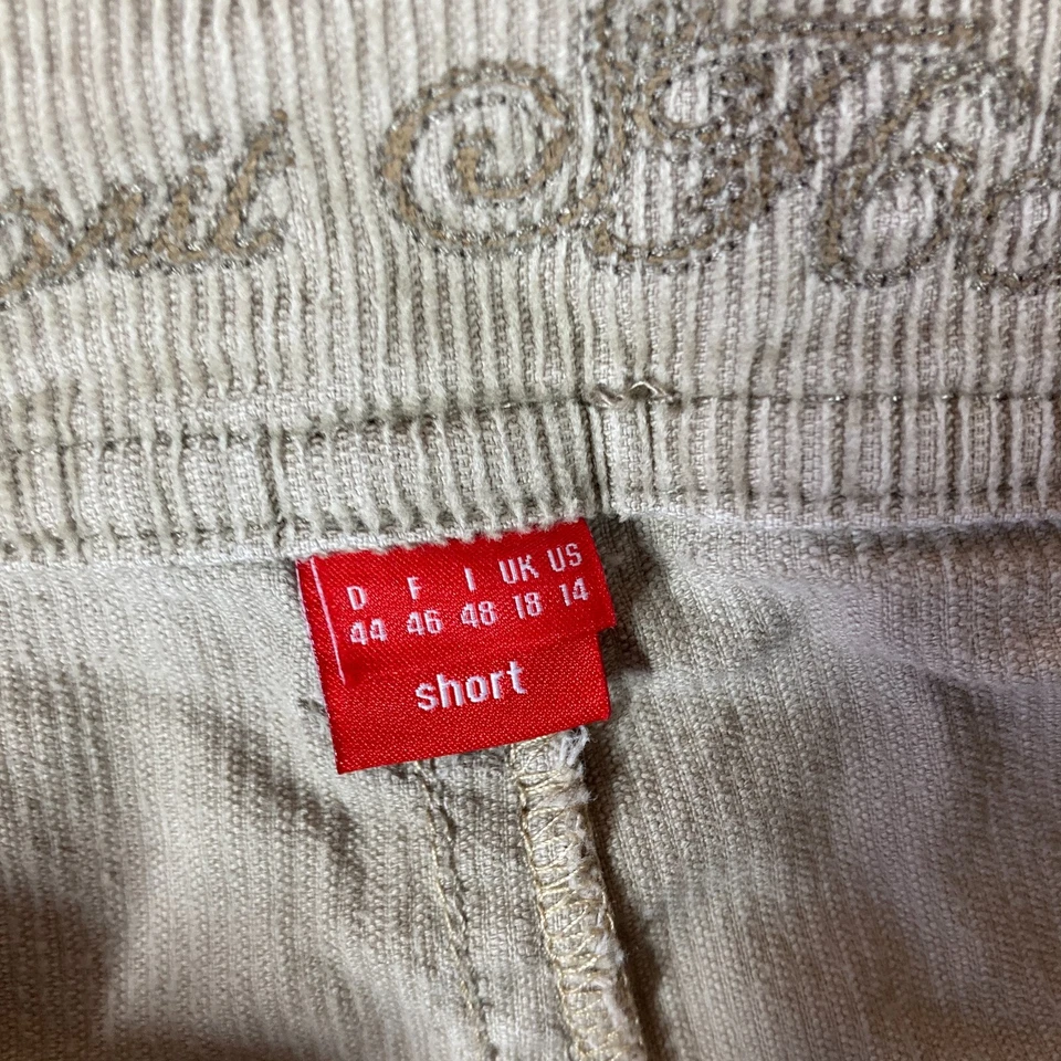 Женские вельветовые брюки Y2K Esprit с заниженной талией широкие LEg 14 бежевые - Изображение 4 из 4