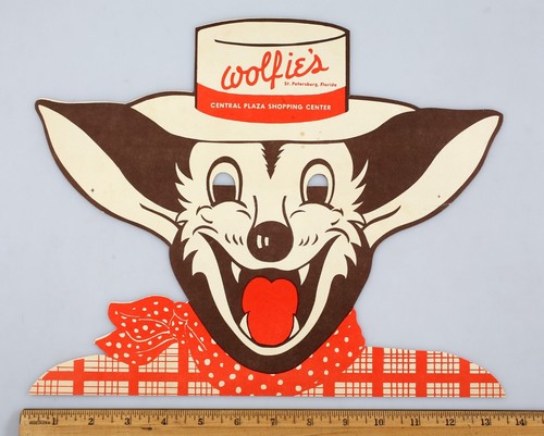 Vintage Wolfies Restaurant Child's Menu Mask St. Petersburg Florida - Picture 1 of 2