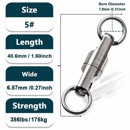 High Strength Stainless Steel Fishing Heavy Duty Bearing Swivel with Solid Ring - Bild 11 von 14