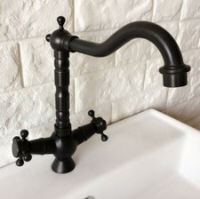 Oil Rubbed Brass Double Handle Bathroom Basin Vessel Faucet Sink Mixer Tap nf363