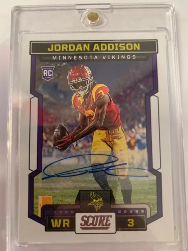 2023 Panini Score - Rookies Auto #346 Jordan Addison RC Minnesota Vikings 🔥