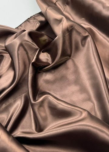 1 Meter Brown Plain Soft Shiny Budget Satin Costume Craft Dress Fabric 58” Wide - Picture 4 of 6