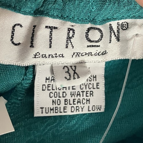 Citron Santa Monica Pants Womens 3X Green Silk Wide Leg Pull On Elastic Waist - Picture 9 of 13