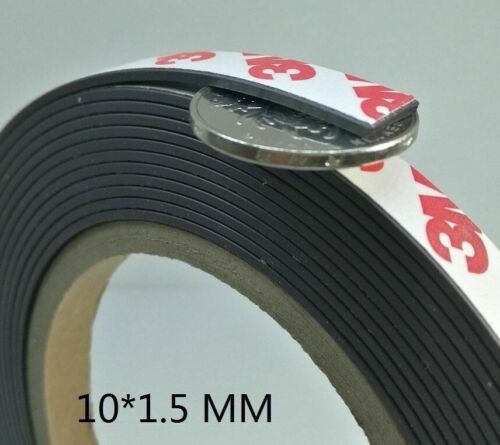 Magnetic Tape 1m Rubber Magnets 10x1.5mm With 3M Self Adhesive Flexible Strip - Picture 1 of 5