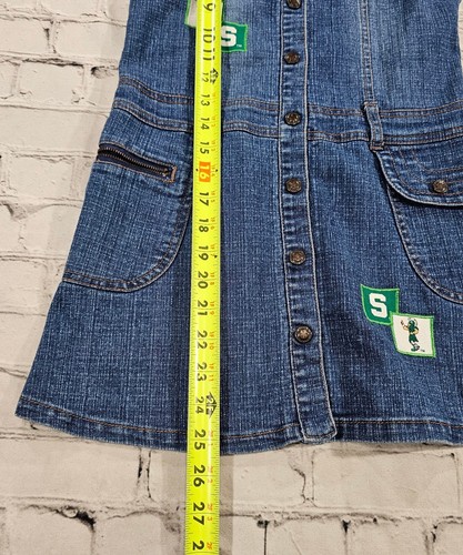 MICHIGAN STATE GIRLS SIZE 8 Faded Glory Denim Overall Dress Blue Embroidered - Picture 2 of 10