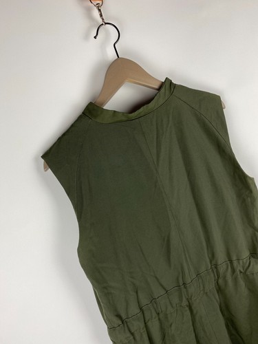 Vintage Burberry London Luxury Full Zip Sleeveless Olive Dress Y2k Sz M - Picture 18 of 21