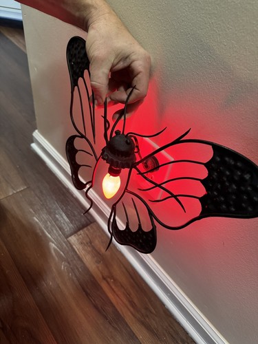 Vintage Metal Butterfly Wall Decor Lamp, Mid Century Modern Black/Red - Picture 22 of 22