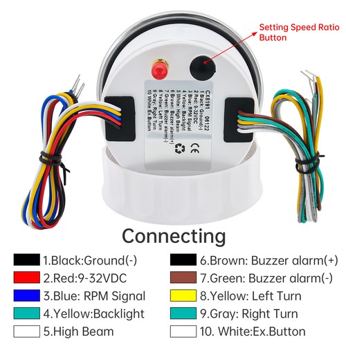 85mm GPS Speedometer 0-120MPH with Tachometer 0-8000RPM 4 IN 1 Gauge with Sensor - Picture 18 of 20