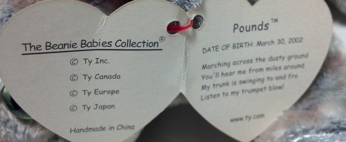 Ty Beanie babies dolls original "POUNDS" retired w/ tags 2002 - Bild 4 von 6