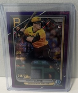 Henry Davis 2024 Bowman Chrome Purple /250 Mega Box Mojo Refractor #7 Pirates