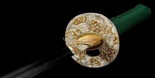 Japanese Katana Folded Clay Tempered Real Hamon Brass OX Horn Sheath Sword Sharp - Picture 7 of 10