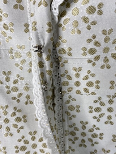 Alex Marie Jacket Womens Sz 6 Petite White Gold Floral Eyelet Trim Blazer Casual - Picture 4 of 12